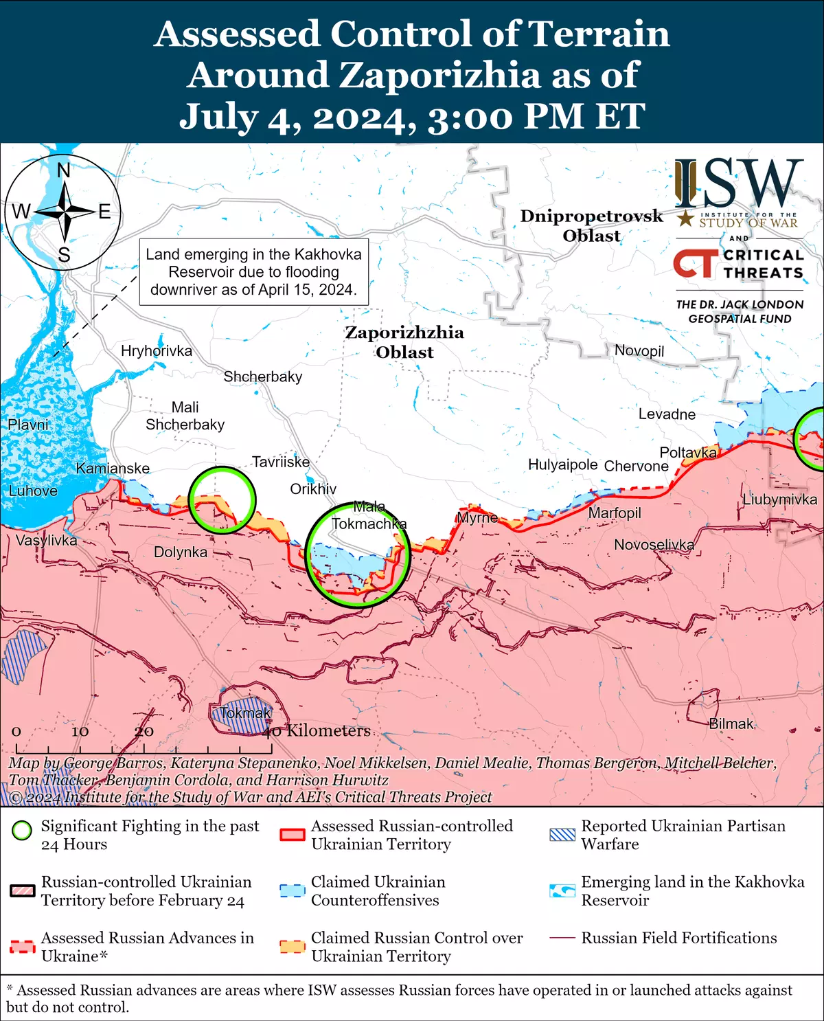 ISW: ВС РФ продвинулись на полкилометра на Запорожском направлении